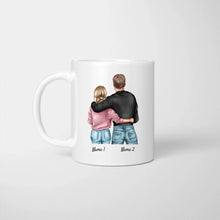 Load image into Gallery viewer, Getroffen, gemocht, verliebt - Dich behalte ich! - Personalisierte Tasse für Paare
