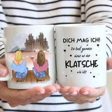 Load image into Gallery viewer, Dich mag ich, du hast genauso einen an der KLATSCHE - Personalisierte Tasse Freundinnen &amp; Kolleginnen (2-4 Personen)
