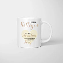 Load image into Gallery viewer, Beste Kollegen, manche Menschen passen perfekt ins Herz - Personalisierte Tasse Freundinnen &amp; Kolleginnen (2-4 Personen)
