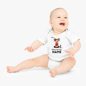 Mein 1. Weihnachten - Personalisierter Baby-Onesie/ Strampler Weihnachtsgeschenk, 100% Bio-Baumwolle