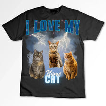 Load image into Gallery viewer, I love my Cat Vintage 90s - Personalisiertes Foto T-Shirt (100% Baumwolle, Unisex)
