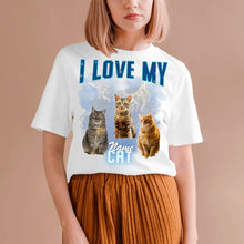 Load image into Gallery viewer, I love my Cat Vintage 90s - Personalisiertes Foto T-Shirt (100% Baumwolle, Unisex)
