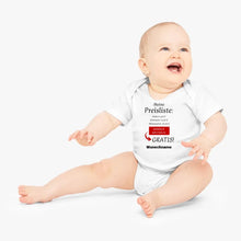 Load image into Gallery viewer, Baby Preisliste, Windeln wechseln gratis - Personalisierter Baby-Onesie/ Strampler, witziges Weihnachtsgeschenk, 100% Bio-Baumwolle
