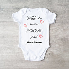 Load image into Gallery viewer, Willst du meine Patentante sein? - Personalisierter Baby-Onesie/ Strampler, Weihnachtsgeschenk, 100% Bio-Baumwolle
