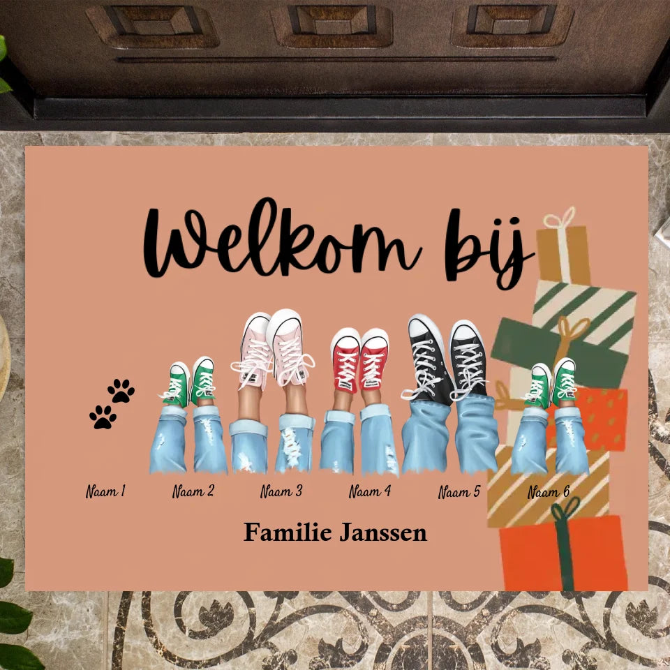 Welkom bij onze familie/ Merry Christmas - Persoonlijke familie deurmat