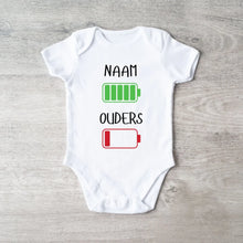 Load image into Gallery viewer, Ik: veel energie, ouders: weinig energie - Gepersonaliseerde baby onesie/ romper voor Kerstmis, 100% biologisch katoen
