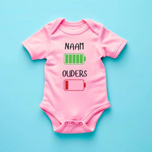 Load image into Gallery viewer, Ik: veel energie, ouders: weinig energie - Gepersonaliseerde baby onesie/ romper voor Kerstmis, 100% biologisch katoen
