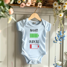 Load image into Gallery viewer, Ik: veel energie, ouders: weinig energie - Gepersonaliseerde baby onesie/ romper voor Kerstmis, 100% biologisch katoen
