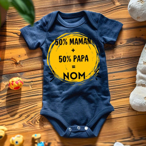 50% Maman + 50% Papa = Moi - Onesie/dorsal bébé personnalisé pour Noël, 100% coton bio