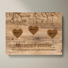 Load image into Gallery viewer, Unsere Familie, wo Leben beginnt und Liebe niemals endet - Personalisierte Leinwand Familie (mit Kinder/ Enkelkinder)
