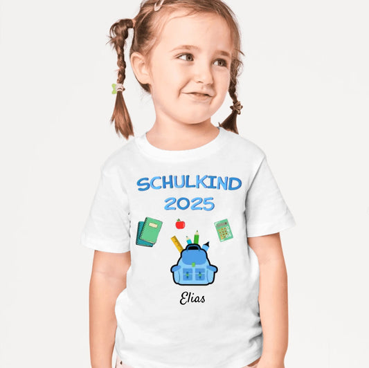 Schulkind 2025 - Personalisiertes T-Shirt für Kinder zur Einschulung (100% Baumwolle)