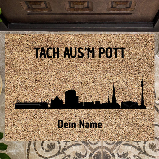 Dortmund Skyline, Tach aus'm Pott - Personalisierte Fussmatte