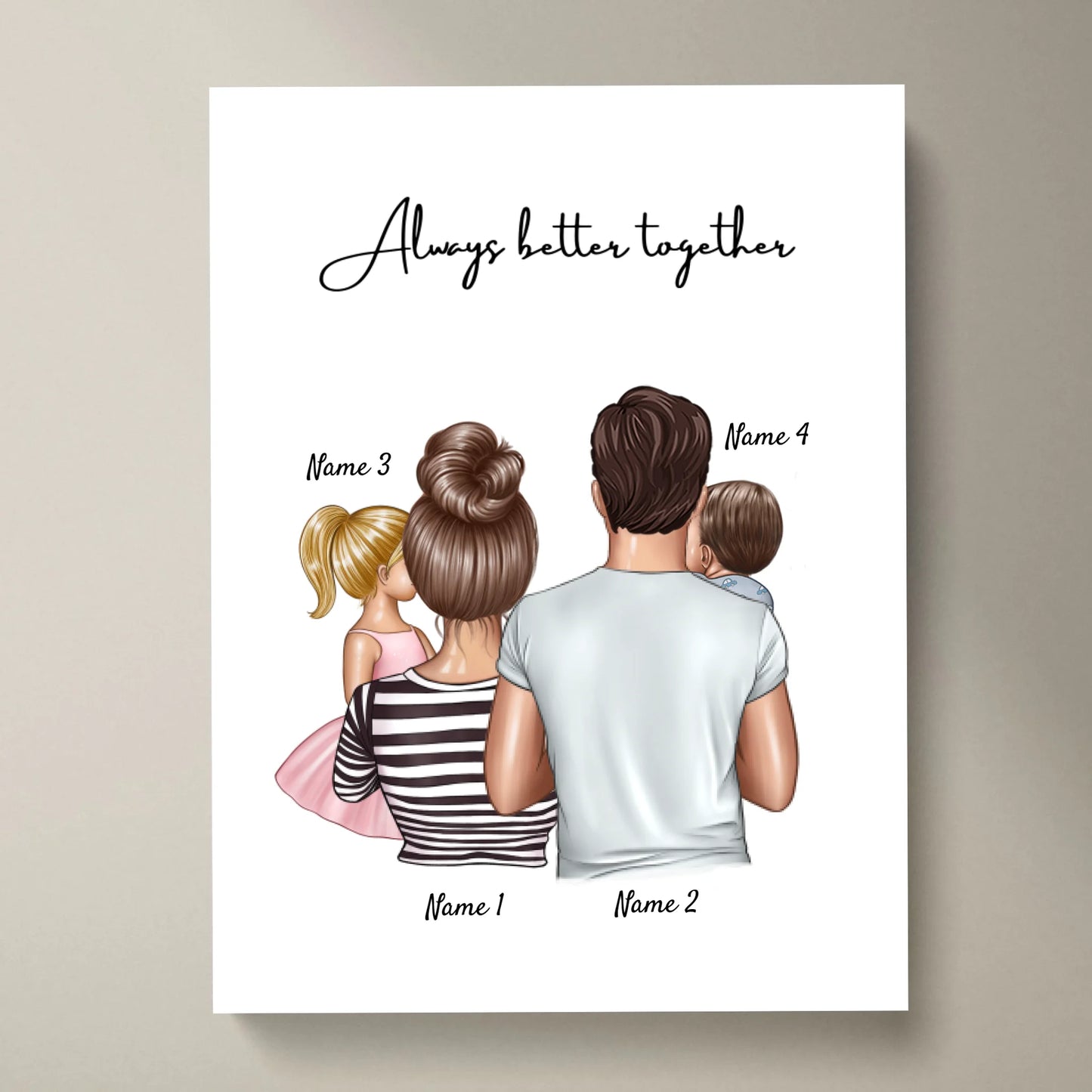 Happy Family with Children - Personalized Poster
