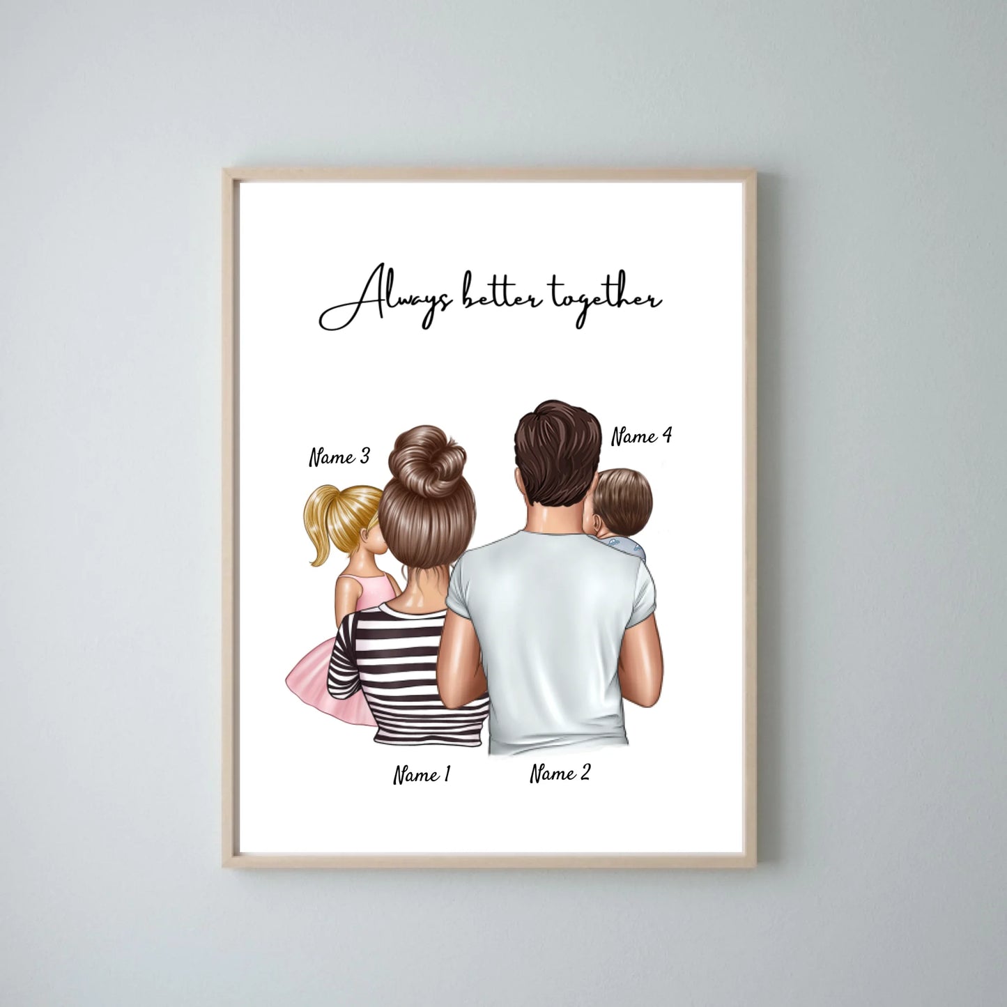 Happy Family with Children - Personalized Poster