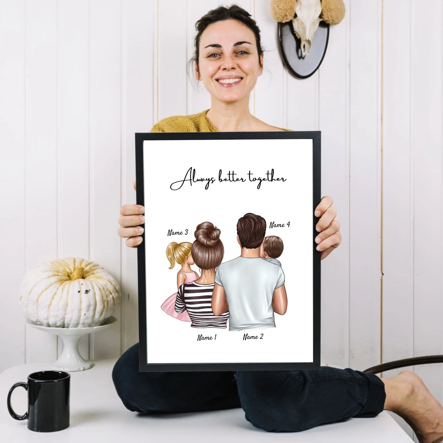 Happy Family with Children - Personalized Poster
