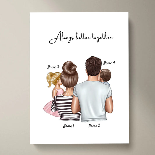 Happy Family with Children - Personalized Poster
