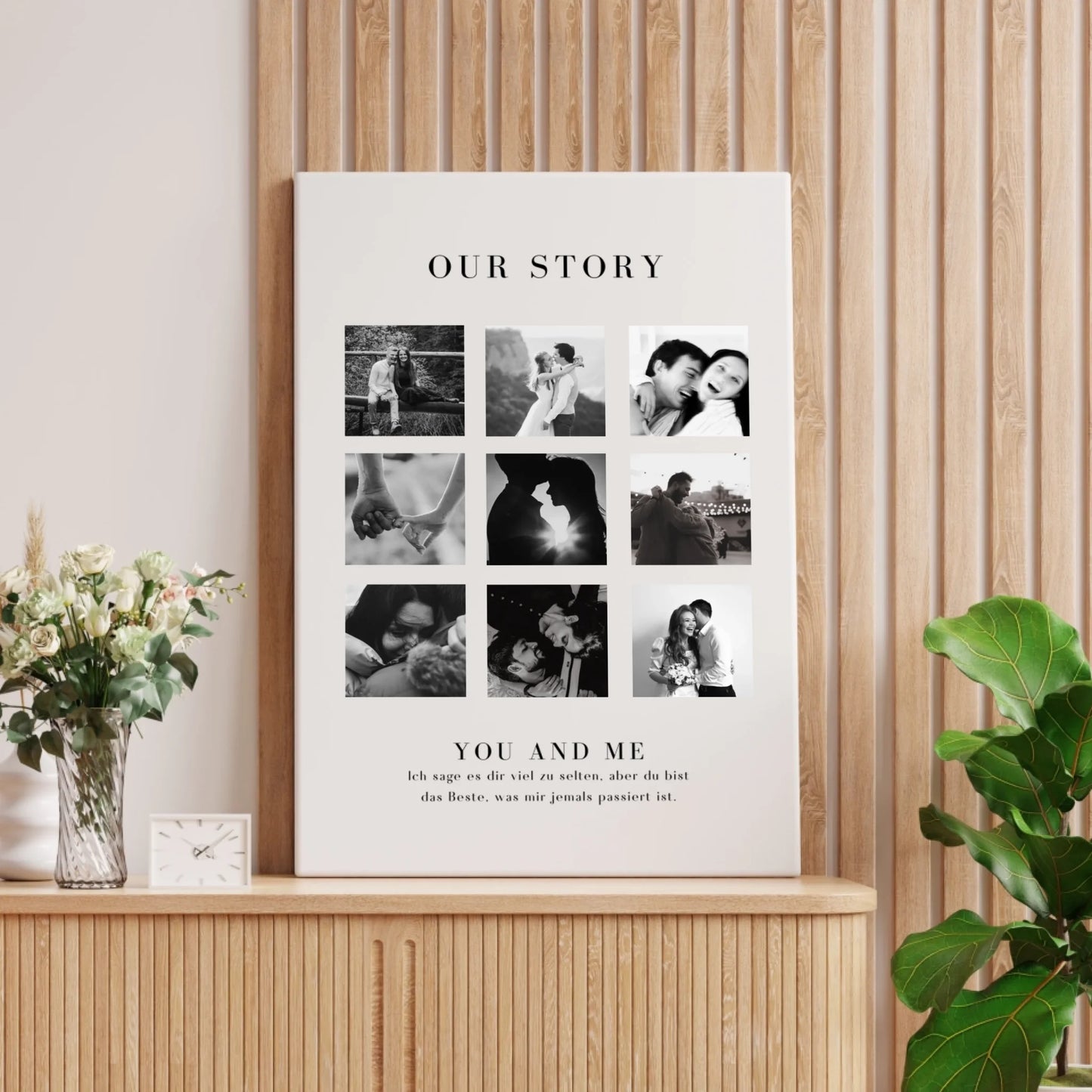 "Our Story" Personalisierte Foto-Collage Leinwand für Pärchen, deinen Partner