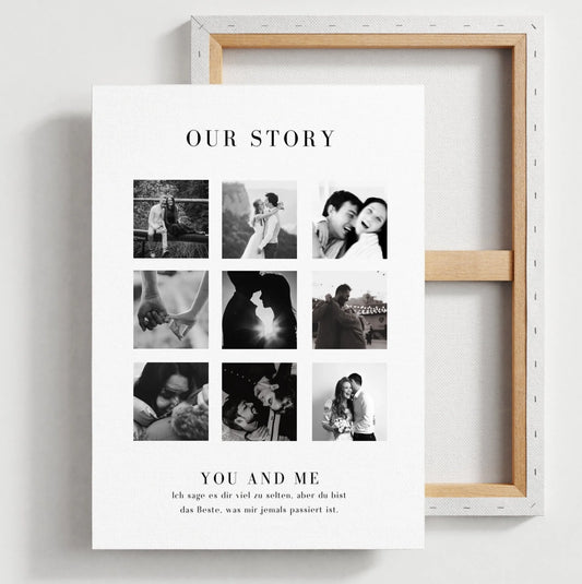 "Our Story" Personalisierte Foto-Collage Leinwand für Pärchen, deinen Partner