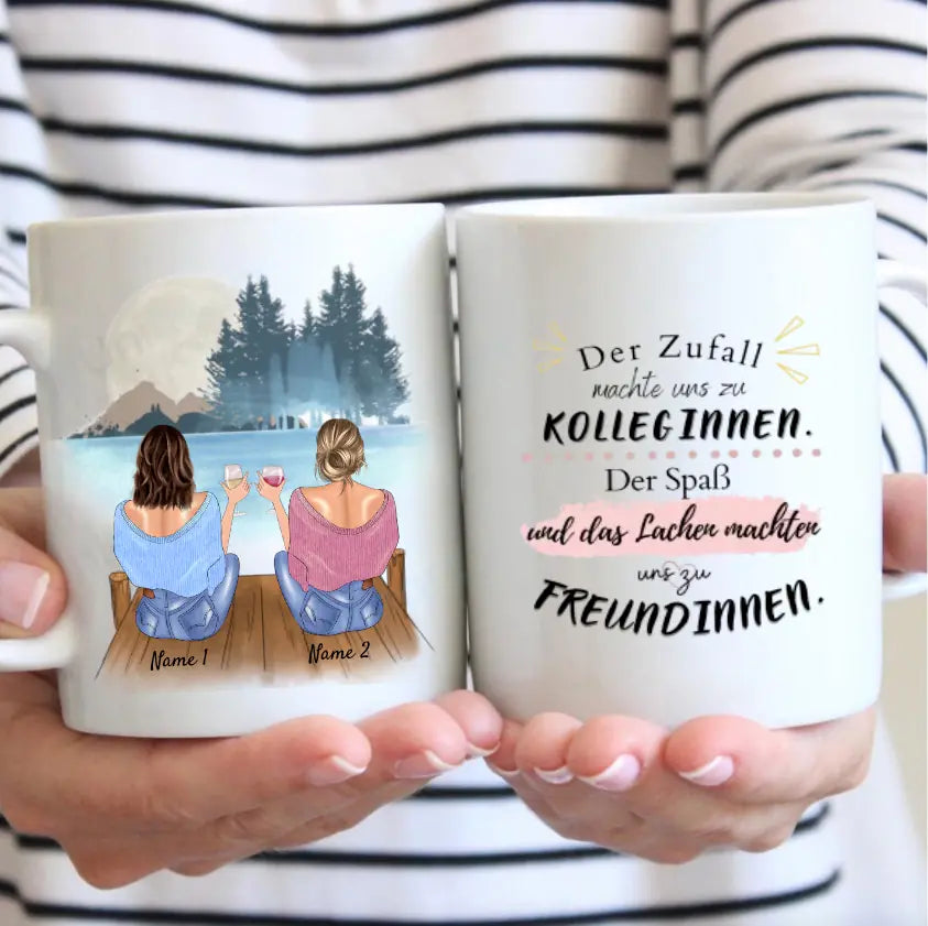 Von Kolleginnen zu Freundinnen - Personalisierte Tasse (2-4 Personen) für Kollegen, Freunde, Büro, Abschied, Geburtstag