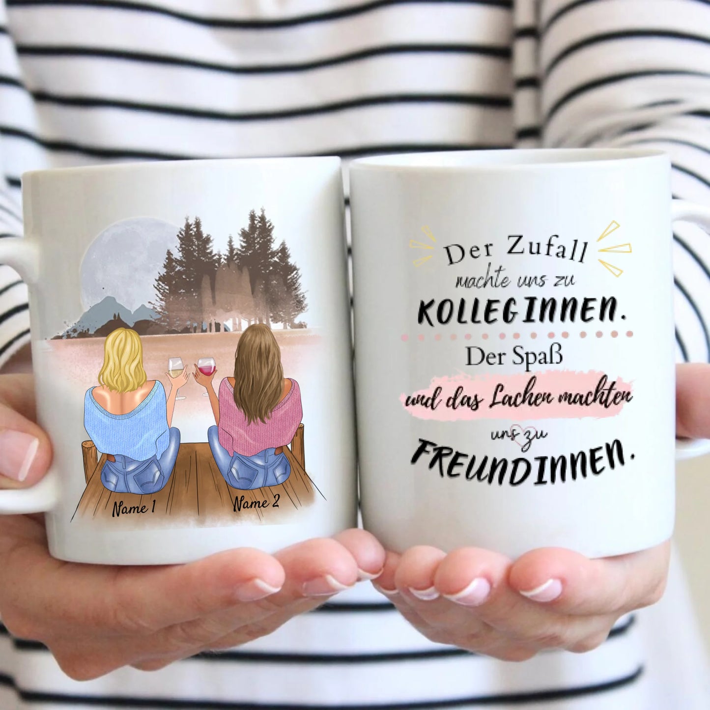 Von Kolleginnen zu Freundinnen - Personalisierte Tasse (2-4 Personen) für Kollegen, Freunde, Büro, Abschied, Geburtstag