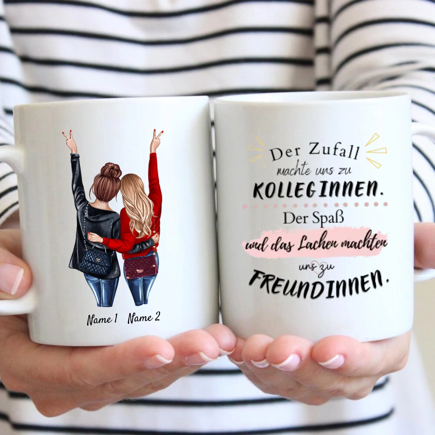 Von Kollegin zur Freundin - Personalisierte Tasse (2-3 Personen) für Kolleginnen, Freundinnen, Arbeitskollegen
