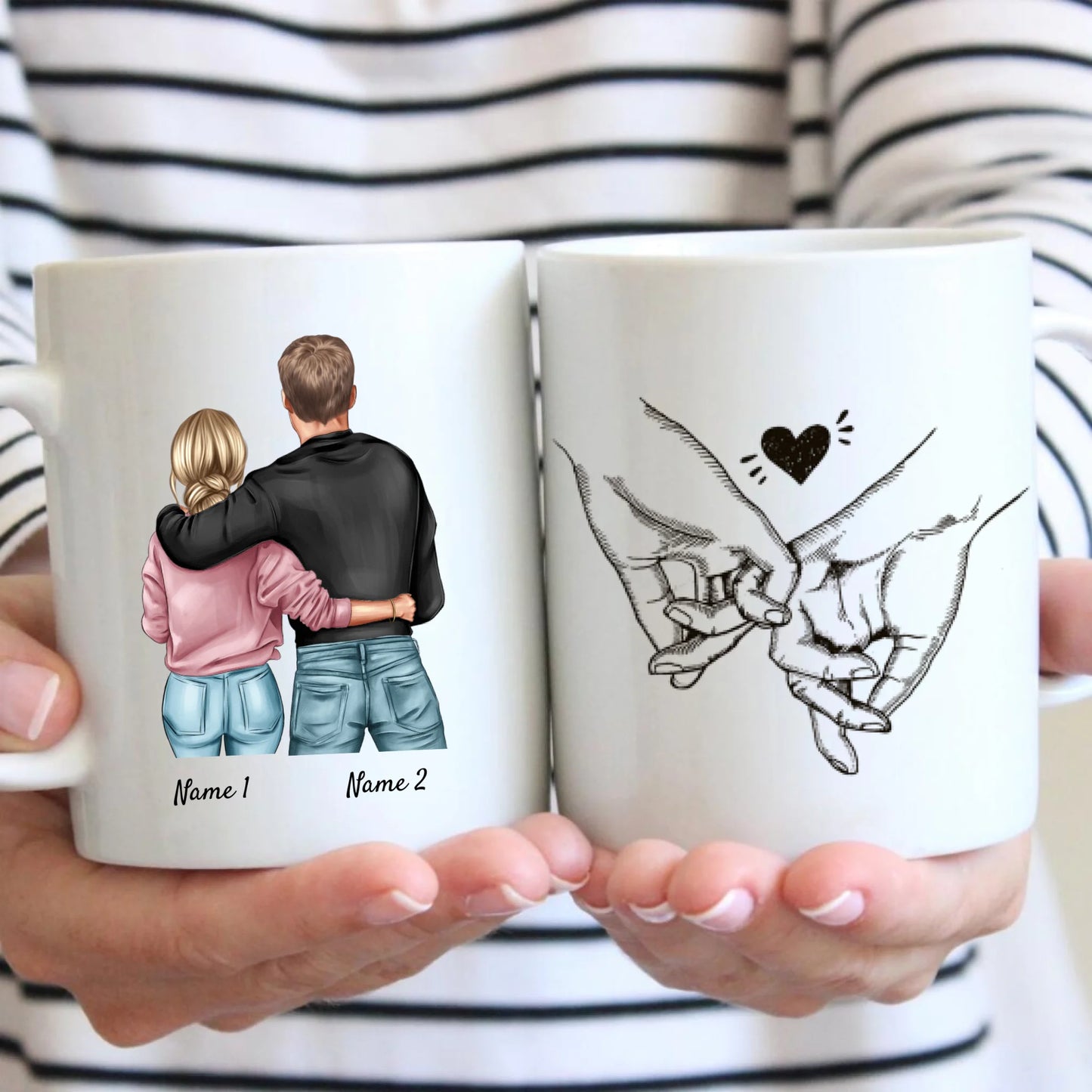 Bestes Pärchen Hand in Hand - Personalisierte Tasse für deinen Partner, Partnerin, Geschenk für Paare, Valentinstag