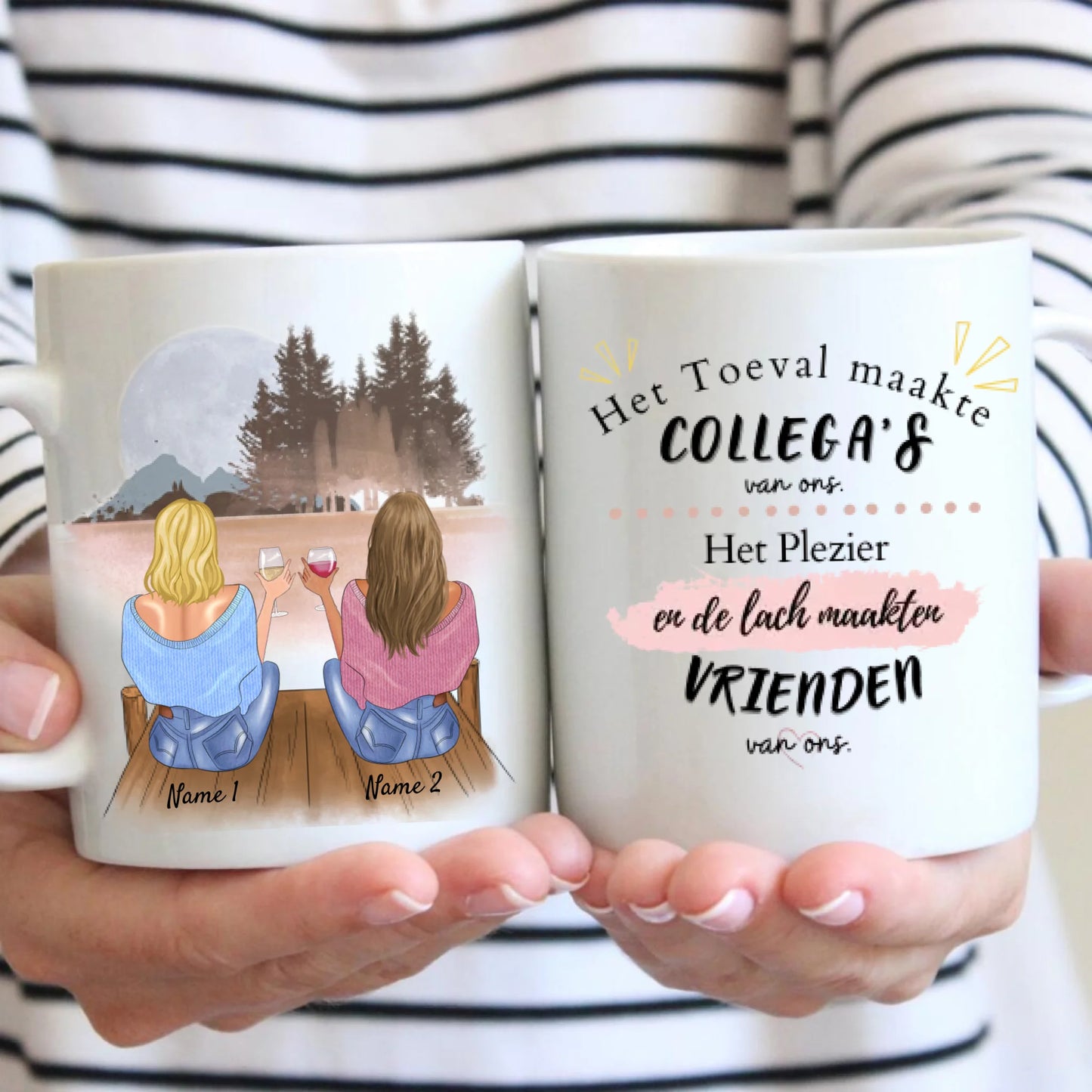 Het toeval maakte Collega’s van ons, het plezier en de lach maakten vrienden van ons - Gepersonaliseerde mok (2-4 personen)