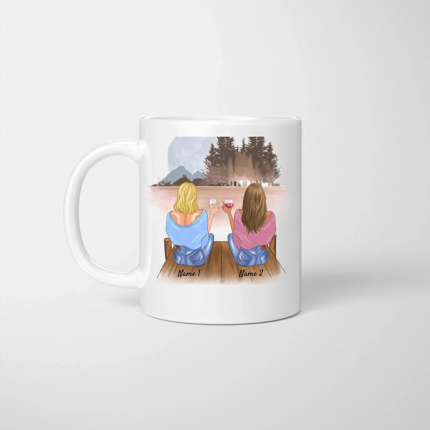 Kolleginnen mit Vertrag, Freundinnen mit Nebenwirkungen - Personalisierte Tasse (2-4 Personen) für Kollegen, Freunde, Büro, Abschied, Geburtstag