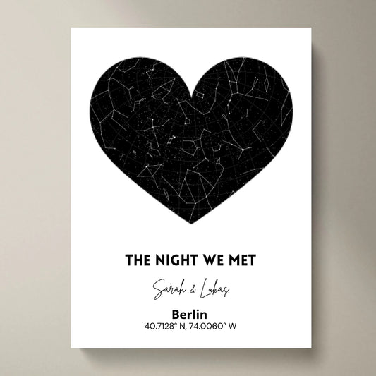 The night we met - Personalisiertes Sternenhimmel Poster für deinen Partner, Partnerin, Valentinstag