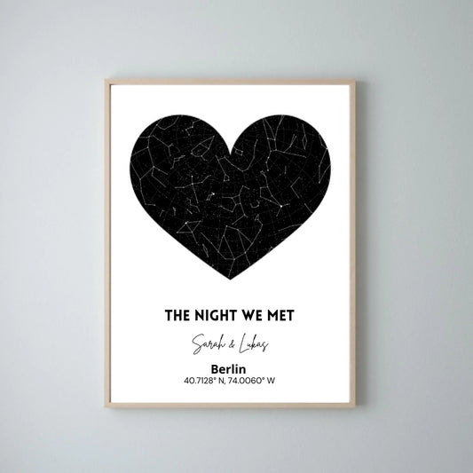 The night we met - Personalisiertes Sternenhimmel Poster für deinen Partner, Partnerin, Valentinstag