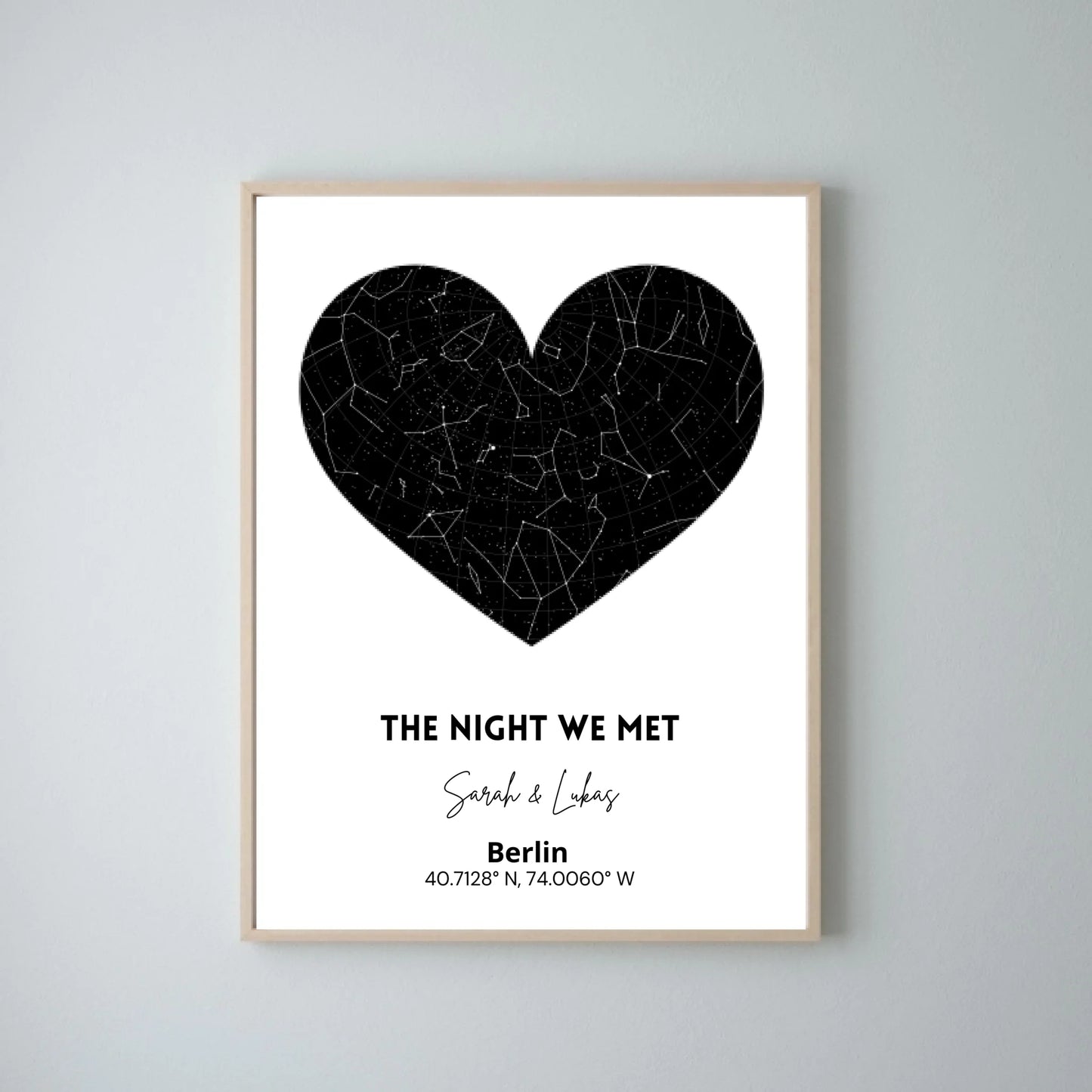 The night we met - Personalisiertes Sternenhimmel Poster für deinen Partner, Partnerin, Valentinstag