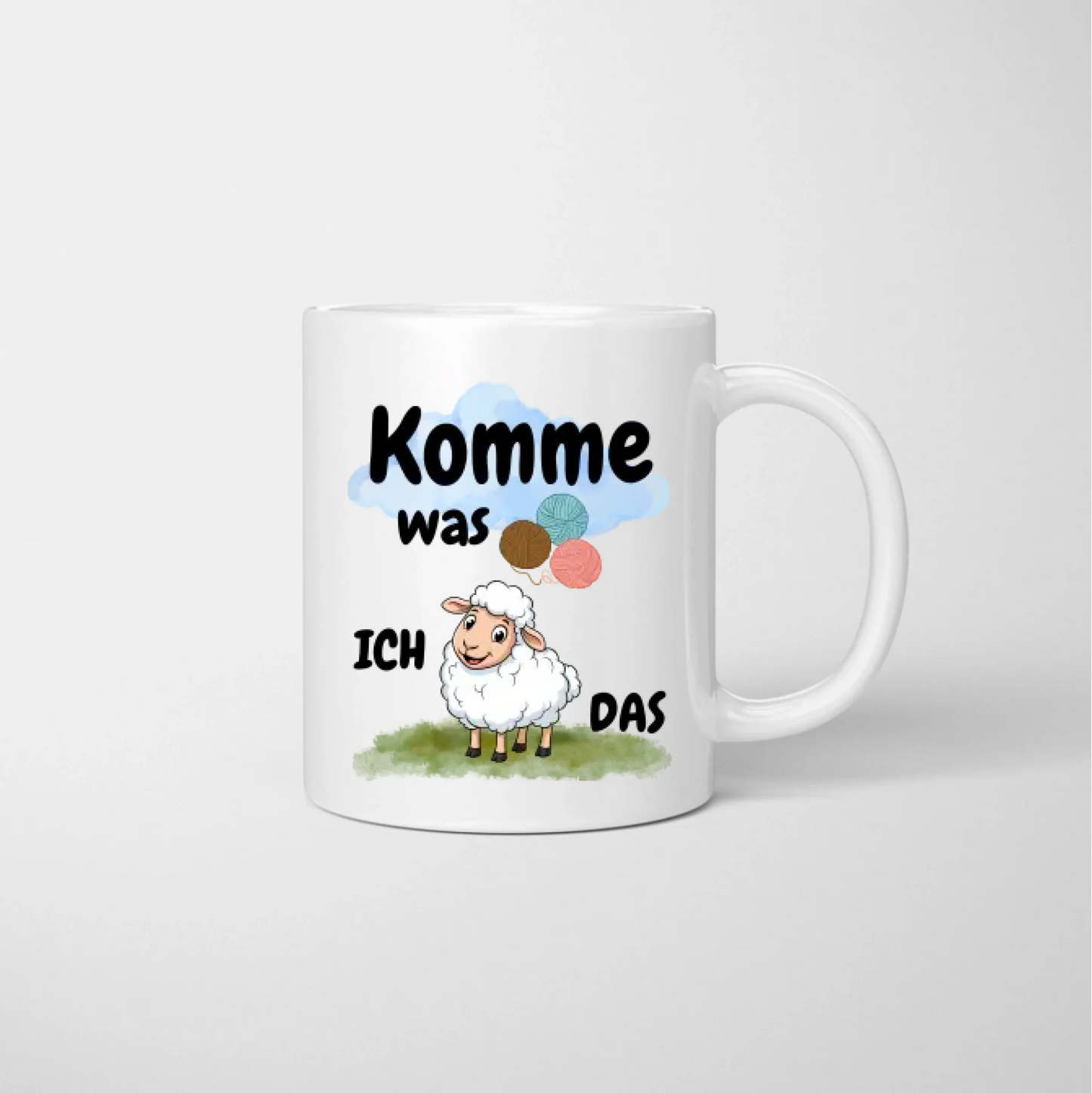 Komme was Wolle, ich Schaf das - Personalisierte Tasse (2-4 Personen) für Freundinnen, Kolleginnen, Geschwister, Stricken/ Häkeln witziges Geschenk