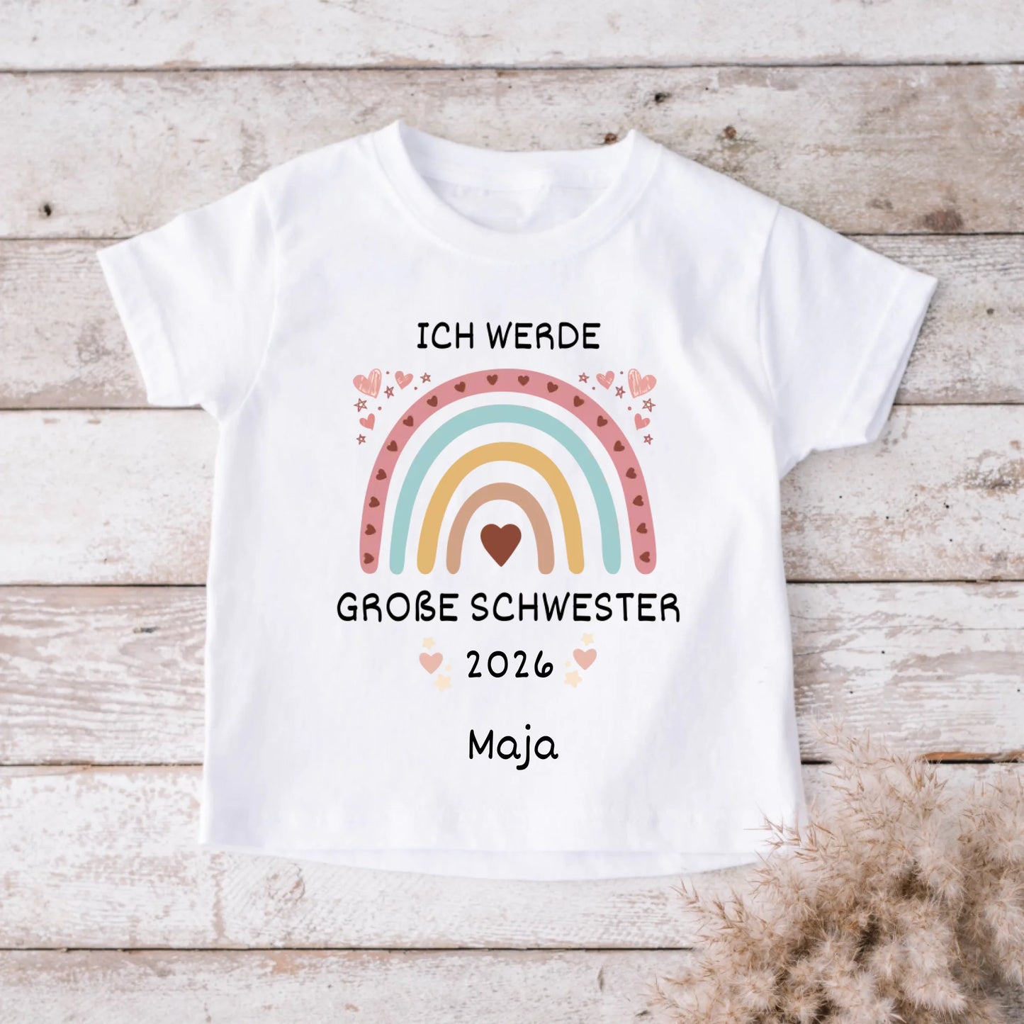 Ich werde große Schwester/ großer Bruder - Personalisiertes T-Shirt Kinder, Geschwister, Baby, zur Geburt (100% Baumwolle, unisex)