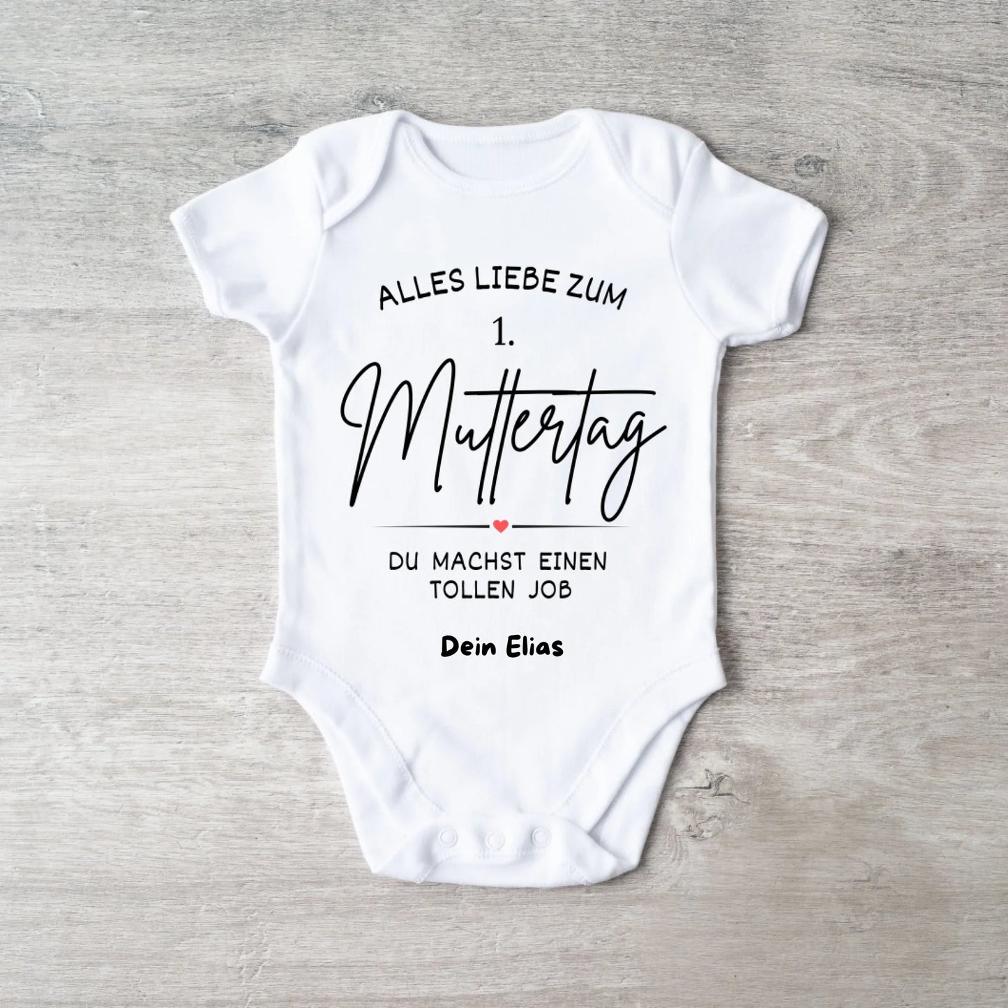Alles Liebe zum 1. Muttertag - Personalisierter Baby Strampler (100% Bio-Baumwolle)