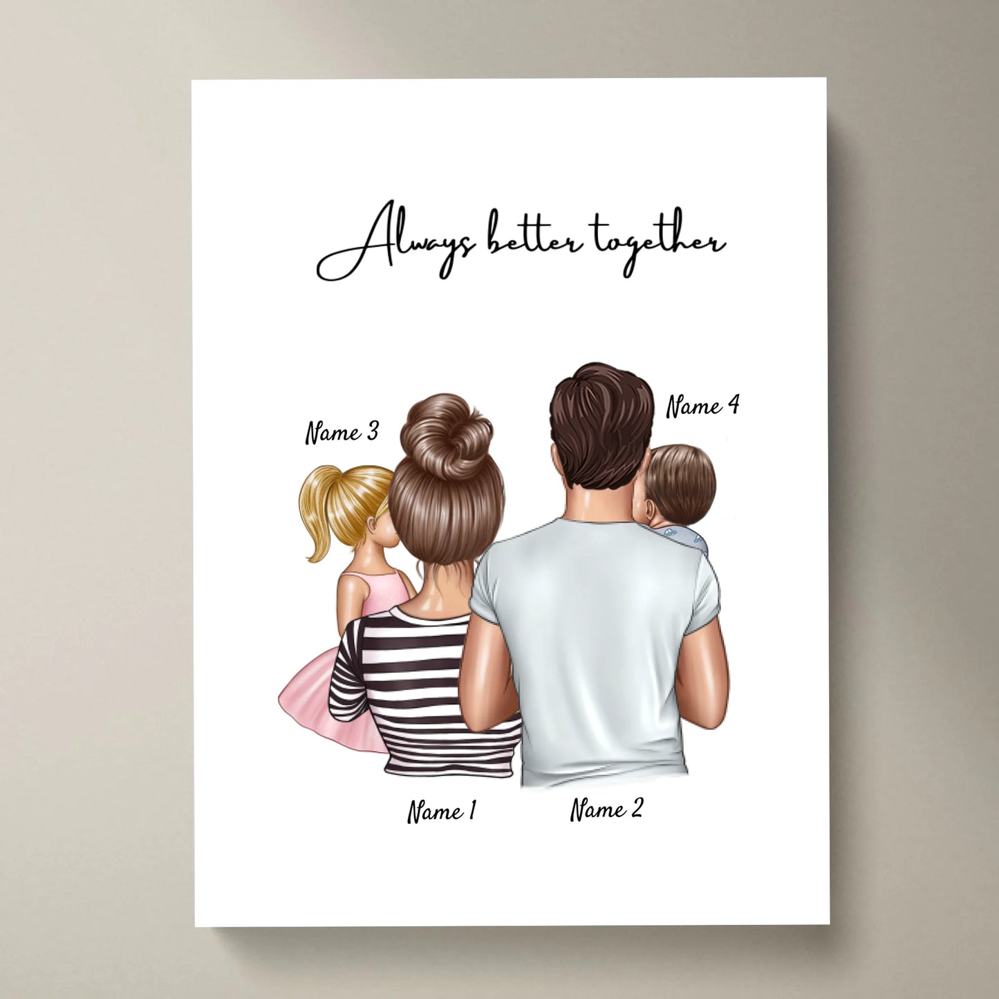 Happy Family - Personalisiertes Poster mit Rahmen mit der ganzen Familie
