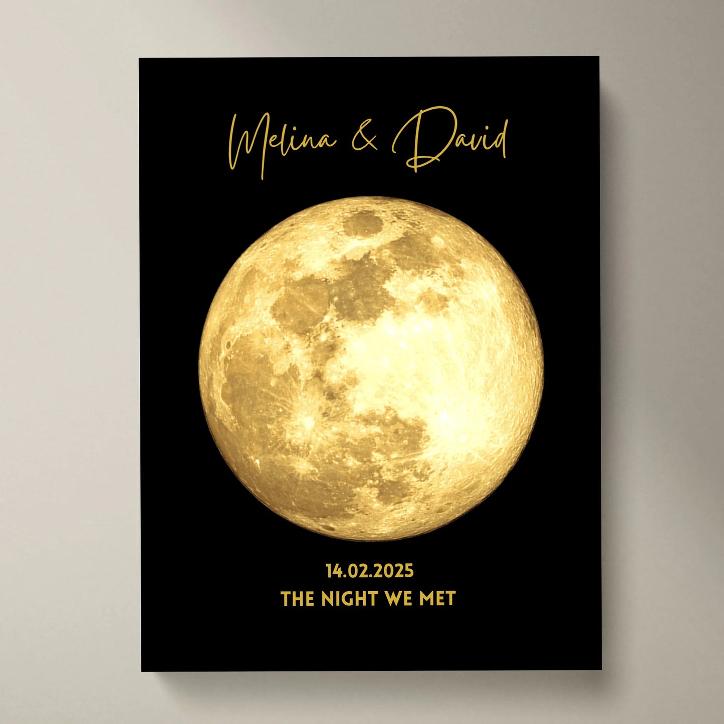 The night we met - Personalisiertes Mondphasen Poster, Goldener Mond nach Datum Geschenk