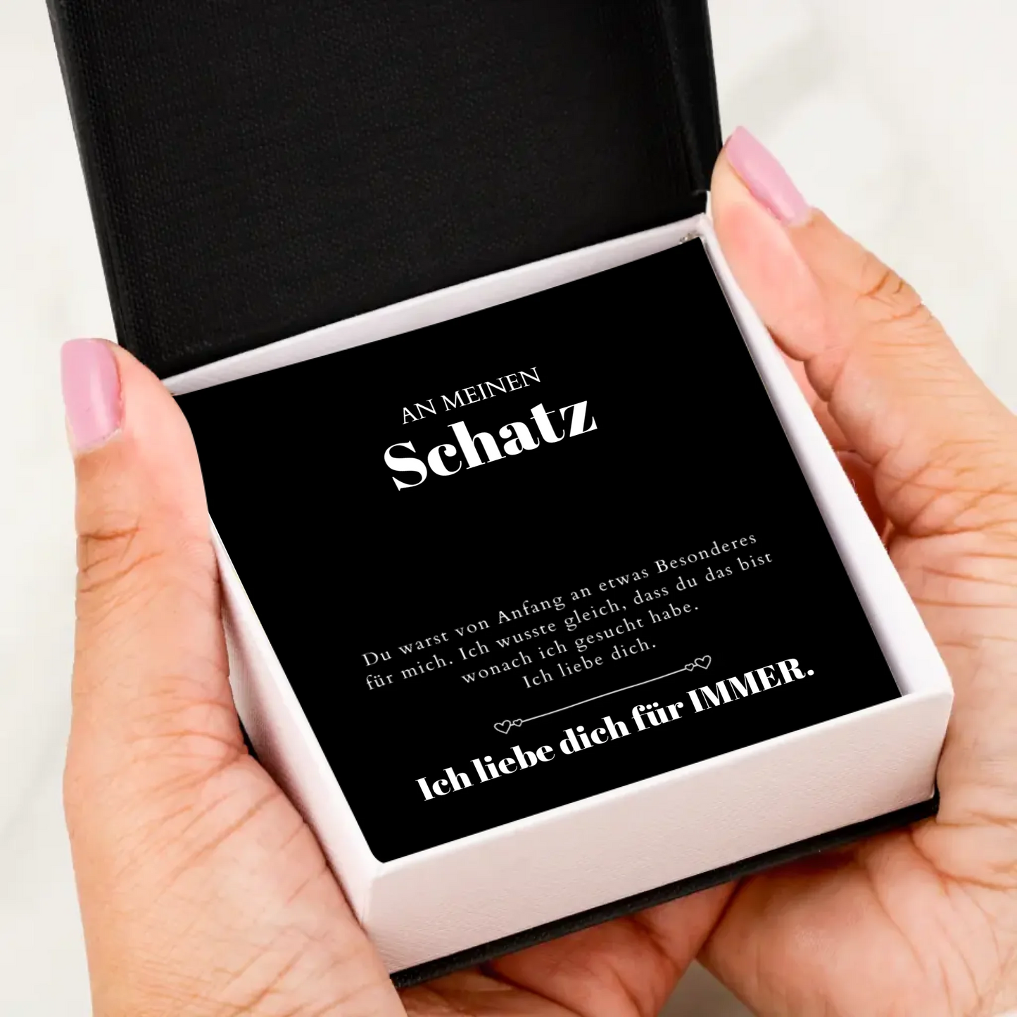 Ich liebe dich - Halskette mit Gold-Herzanhänger & personalisierter Karte (Valentinstagsgeschenk)