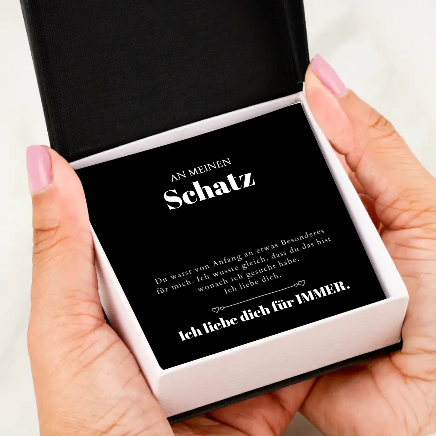 Ich liebe dich - Halskette mit Gold-Herzanhänger & personalisierter Karte (Valentinstagsgeschenk)