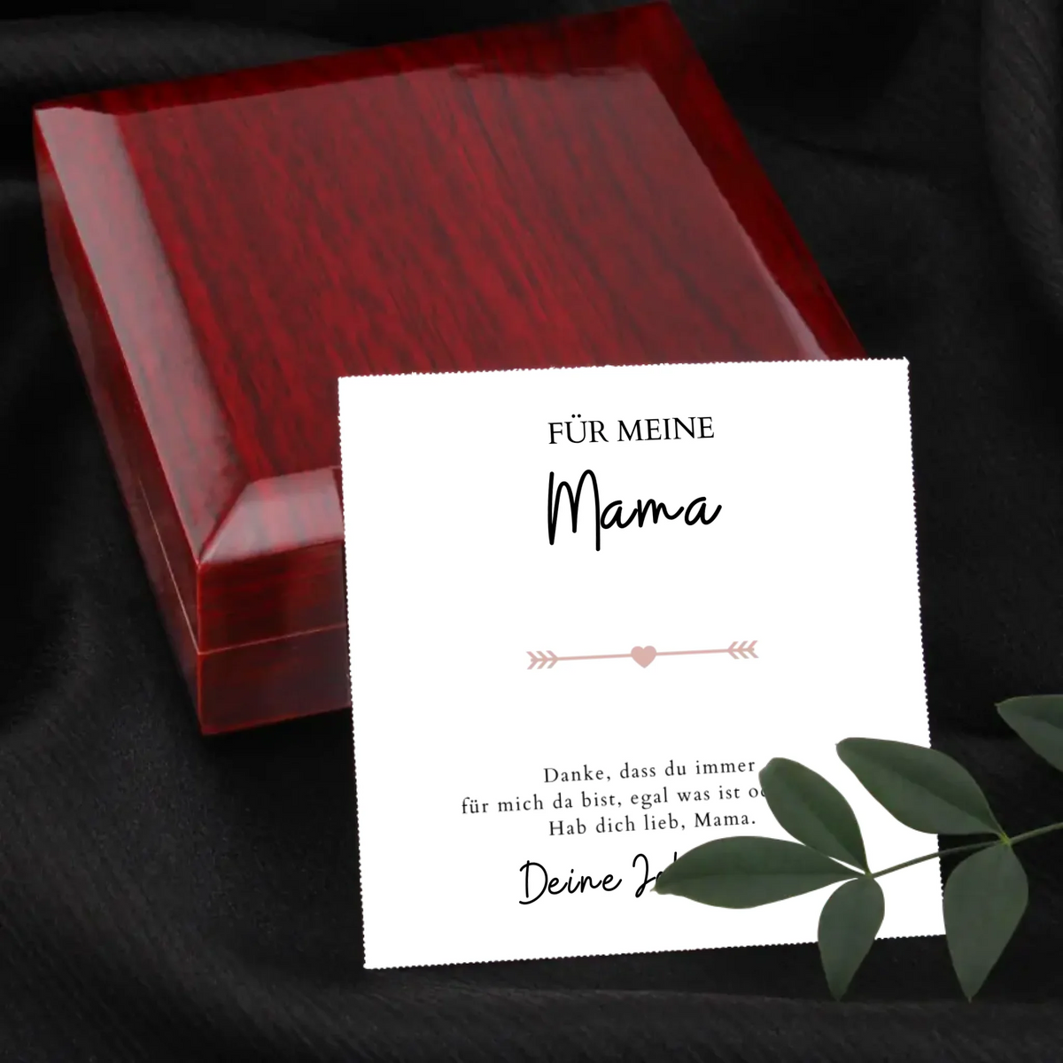 "Danke, dass du immer für mich da bist Mama" - Halskette mit Herzanhänger & personalisierter Karte