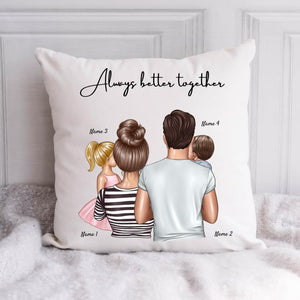 Happy Family - Personalised Cushion 40x40cm (Parents with 1-4 children)