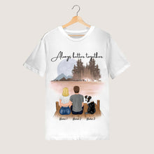 Load image into Gallery viewer, Couple with pet - Personalized T-Shirt (Dog &amp; Cat)
