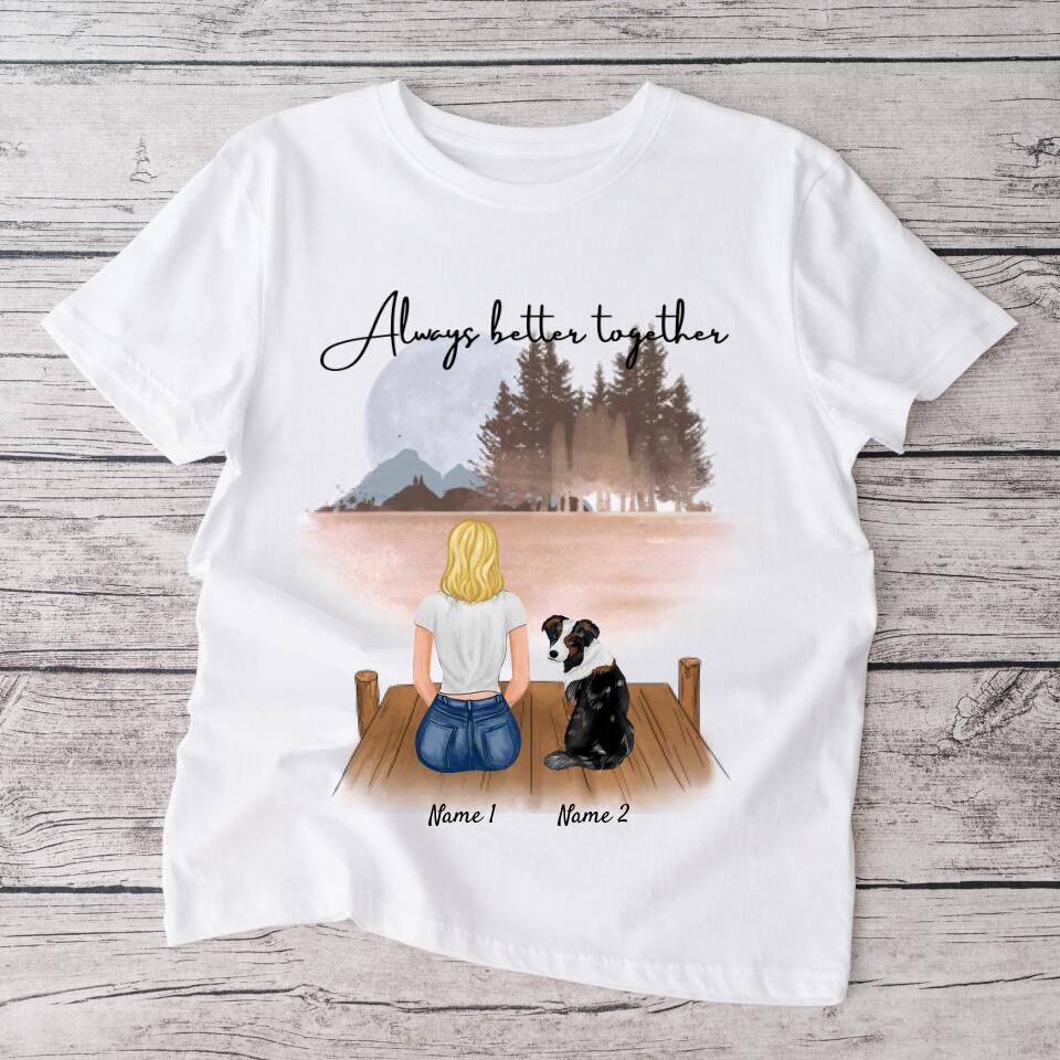Pet mom with pet - Personalized T-Shirt (Dog & Cat)