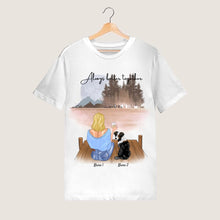 Load image into Gallery viewer, Pet Mom with Pet &amp; Drink - Personalized T-Shirt (Dog &amp; Cat)
