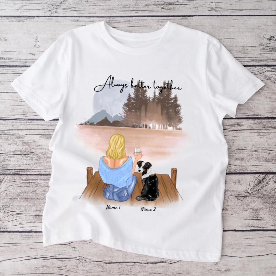 Pet Mom with Pet & Drink - Personalized T-Shirt (Dog & Cat)