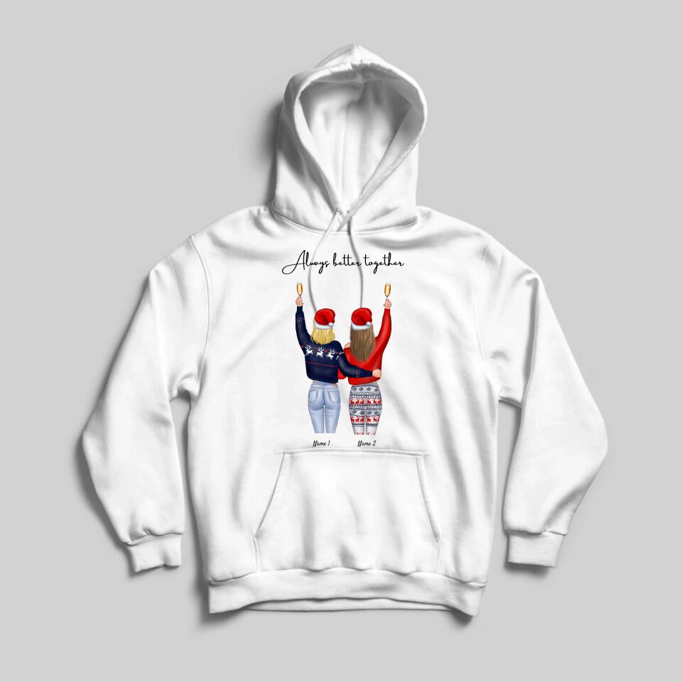 Best Friends Christmas Cheers - Personalized Hoodie Sweater Unisex (2-4 Women)