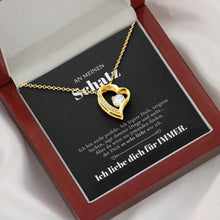 Load image into Gallery viewer, An meinen Schatz - Halskette mit Gold-Herzanhänger &amp; personalisierter Geschenk-Karte
