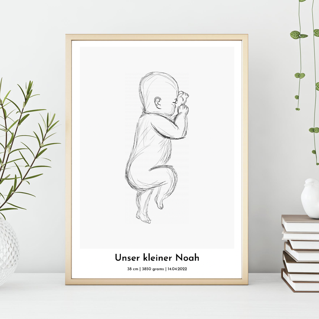 Baby Birth Poster individual - Personalised poster in 1:1 scale