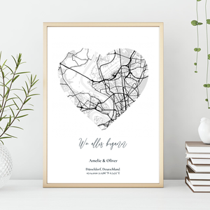 Where it all began Heart Map - Personalised Poster