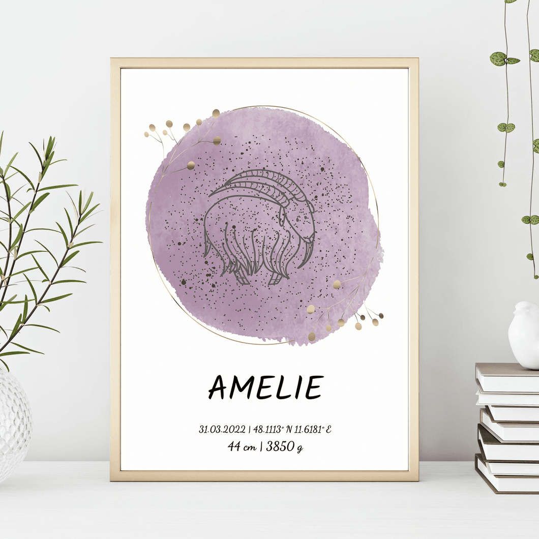 Zodiac Birth Poster - Personalised Poster